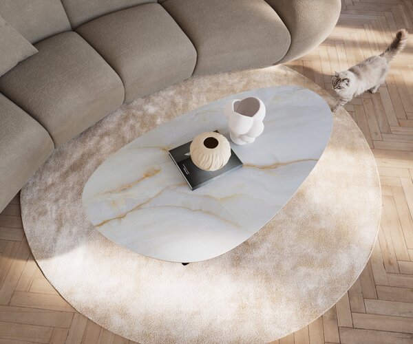 DELIFE Konferenční stolek Edge oválný 140×75 cm keramika Onyx Pearl Sarity kov černá