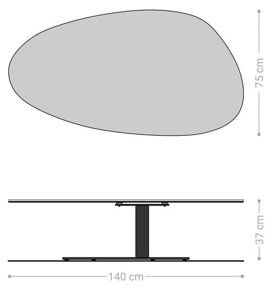 DELIFE Konferenční stolek Edge oválný 140×75 cm keramika Onyx Pearl Vibany kov černá