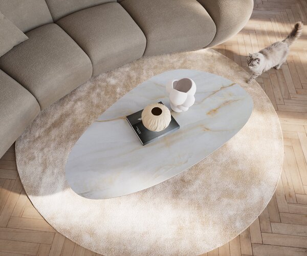 DELIFE Konferenční stolek Edge oválný 140×75 cm keramika Onyx Pearl Vibany kov černá