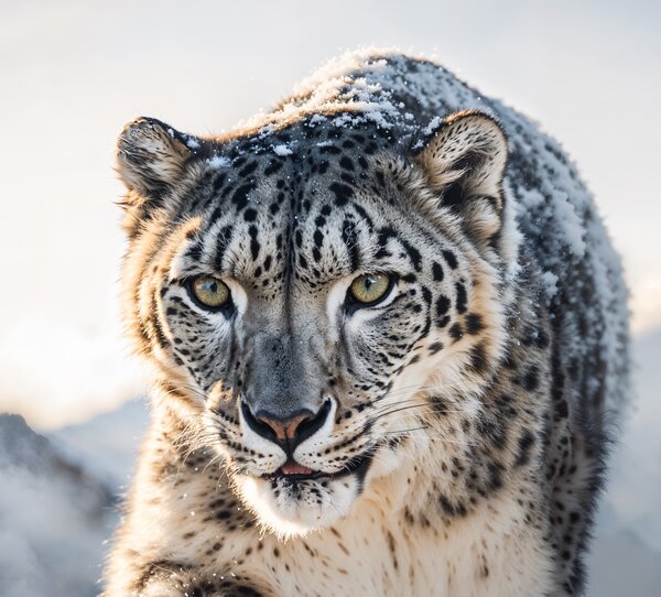 Obraz na plátně - sněžný leopard v horách FeelHappy.cz Rozměr obrazu (Šířka x Výška): 120 x 80 cm