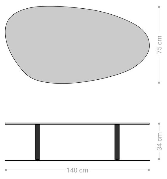 DELIFE Konferenční stolek Edge oválný 140×75 cm keramika Laminam® Noir Desir hnědá Lumia akryl