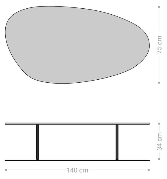 DELIFE Konferenční stolek Edge oválný 140×75 cm keramika Laminam® Noir Desir hnědá Salto kov černá