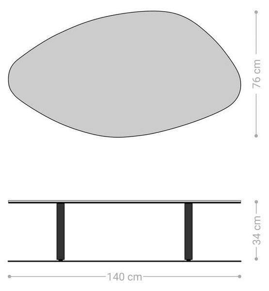 DELIFE Konferenční stolek Edge organický 140×76 cm keramika Emperador Extra Lucidato tmavě hnědá Lumia akryl