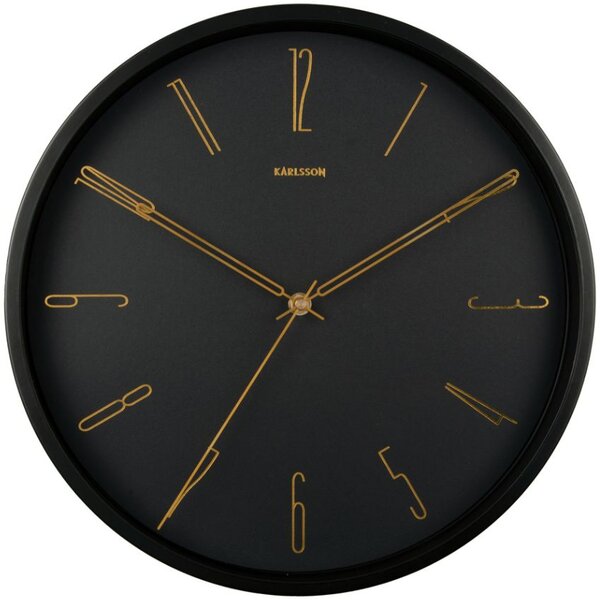 Present time Černé kovové nástěnné hodiny Saeli 35 cm
