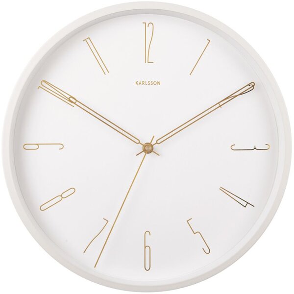 -25 % Dny MOMENTI– Present time Bílé kovové nástěnné hodiny Saeli 35 cm