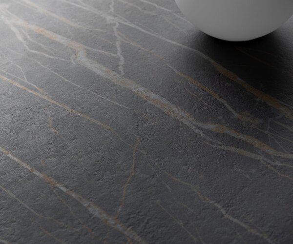DELIFE Konferenční stolek Edge oválný 140×80 cm keramika Laminam® Noir Desir hnědá Salto kov černá