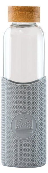 Skleněná láhev s rukávem, 550ml, Neon Kactus, šedá