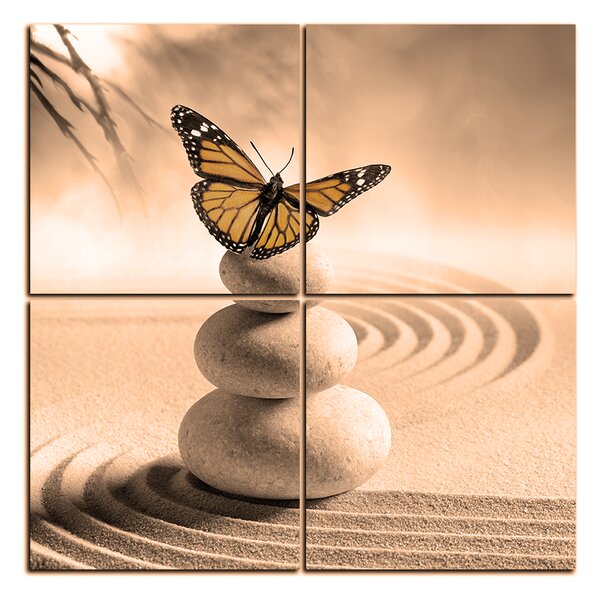 Obraz na plátně - Motýl na spa kameny - čtverec 3180FE (60x60 cm)