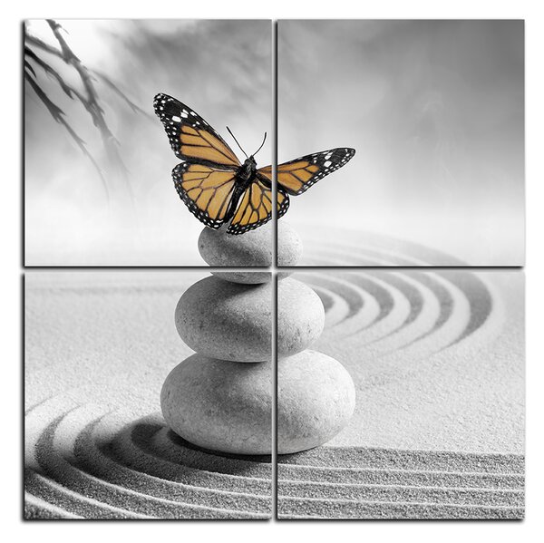 Obraz na plátně - Motýl na spa kameny - čtverec 3180QE (60x60 cm)