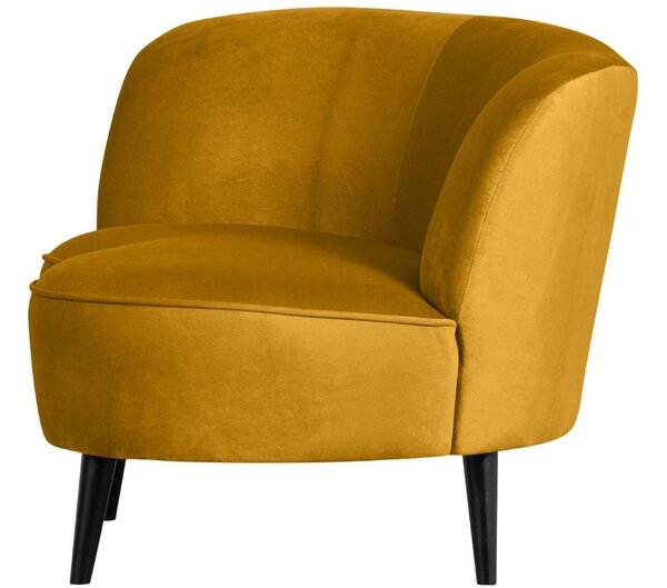WOOOD Okrově žluté sametové lounge křeslo Norma 112 cm, levé