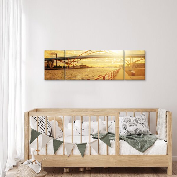 Obraz mostu se západem slunce (170x50 cm)