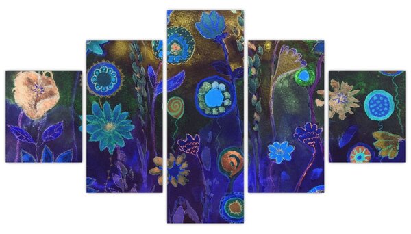 Obraz tmavěmodrých květů (125x70 cm)