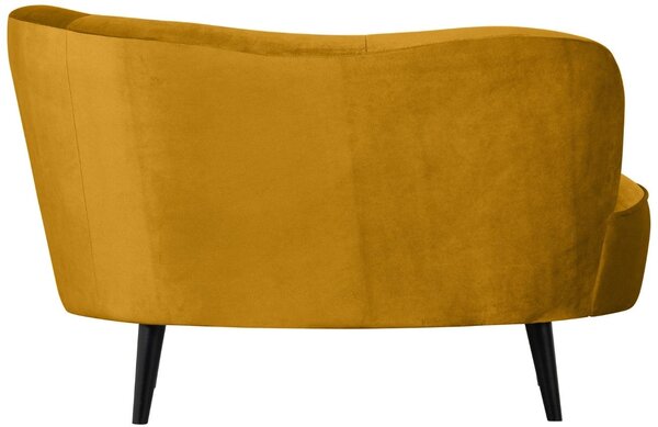 WOOOD Okrově žluté sametové lounge křeslo Norma 112 cm, pravé