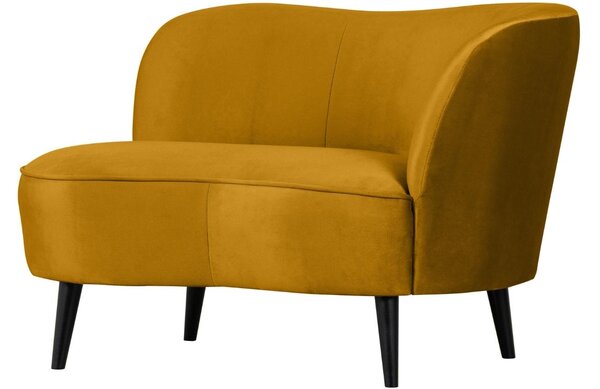 WOOOD Okrově žluté sametové lounge křeslo Norma 112 cm, pravé