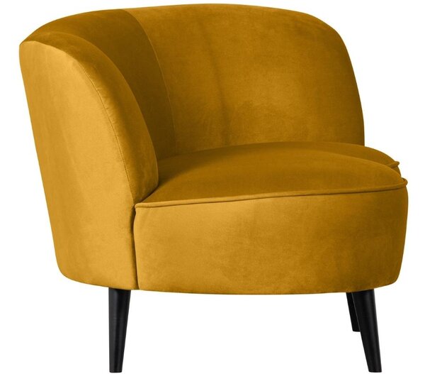 WOOOD Okrově žluté sametové lounge křeslo Norma 112 cm, pravé