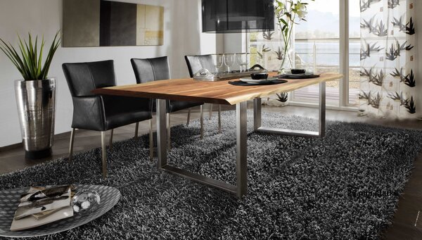 Sob nábytek - Jídelní stůl 140x80 masiv akácie a kovové stříbrné nohy Andrea - STM-07107-20