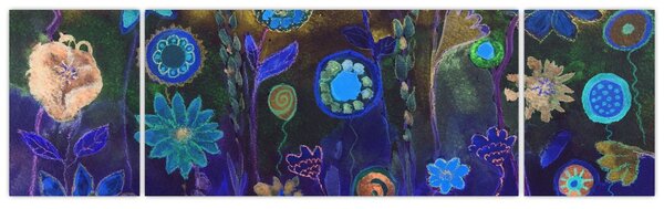 Obraz tmavěmodrých květů (170x50 cm)