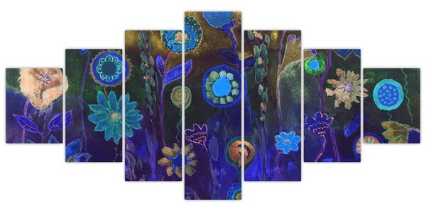 Obraz tmavěmodrých květů (210x100 cm)