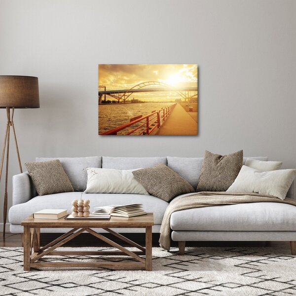 Obraz mostu se západem slunce (70x50 cm)