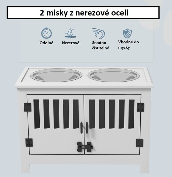 Miska na krmení pro psy se skříňkou, bílá D08-054V00WT