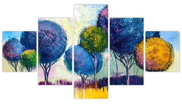 Obraz kopulovitých stromů, olejomalba (125x70 cm)