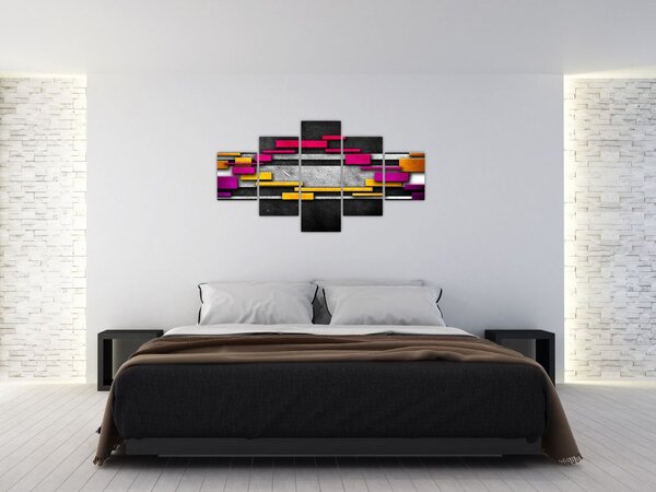 Obraz barevné abstrakce na černém pozadí (125x70 cm)