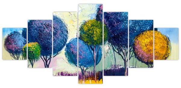 Obraz kopulovitých stromů, olejomalba (210x100 cm)