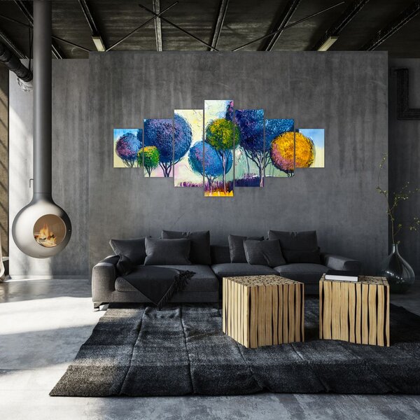 Obraz kopulovitých stromů, olejomalba (210x100 cm)