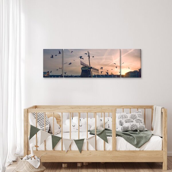 Obraz větrného mlýna (170x50 cm)