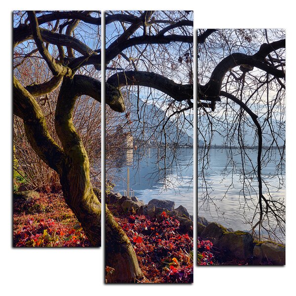 Obraz na plátně - Podzim u jezera - čtverec 3198C (75x75 cm)