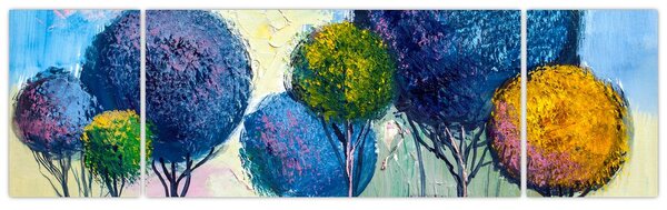 Obraz kopulovitých stromů, olejomalba (170x50 cm)