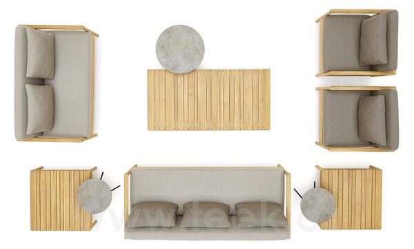 Varaschin Teaková pohovka 3-sed Bali, Varaschin, 228x91x76 cm, rám teak, potah venkovní látka kat. B barva dle vzorníku