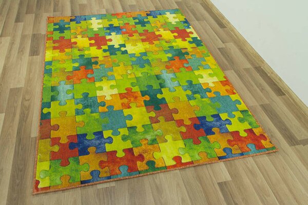 Dětský metrážový koberec Puzzle vícebarebný