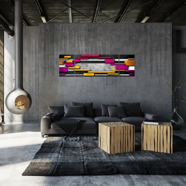 Obraz barevné abstrakce na černém pozadí (170x50 cm)