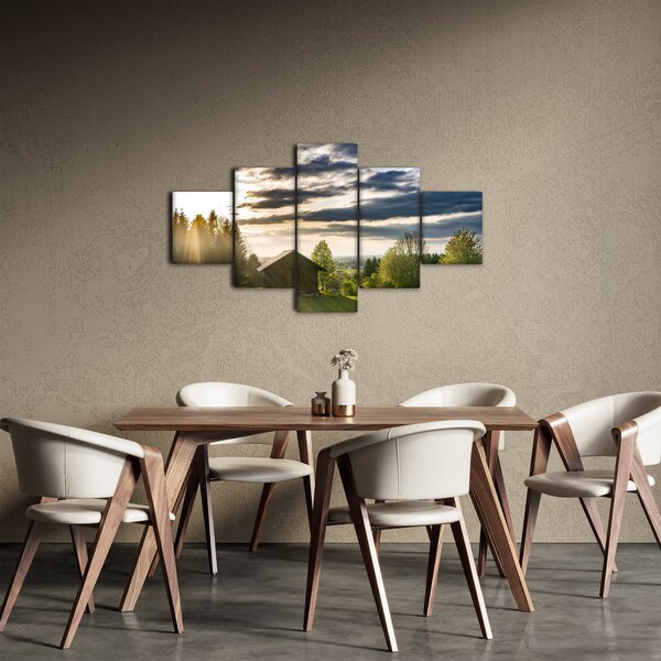Obraz chaty na louce (125x70 cm)
