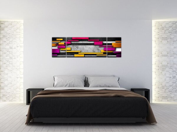 Obraz barevné abstrakce na černém pozadí (170x50 cm)
