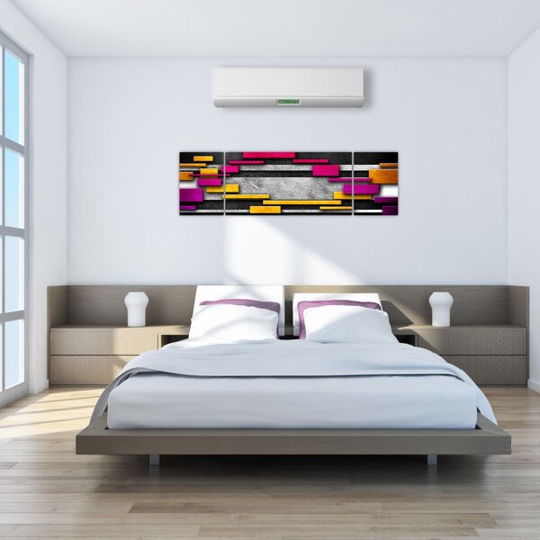 Obraz barevné abstrakce na černém pozadí (170x50 cm)