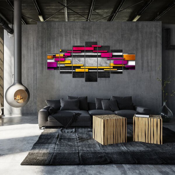 Obraz barevné abstrakce na černém pozadí (210x100 cm)