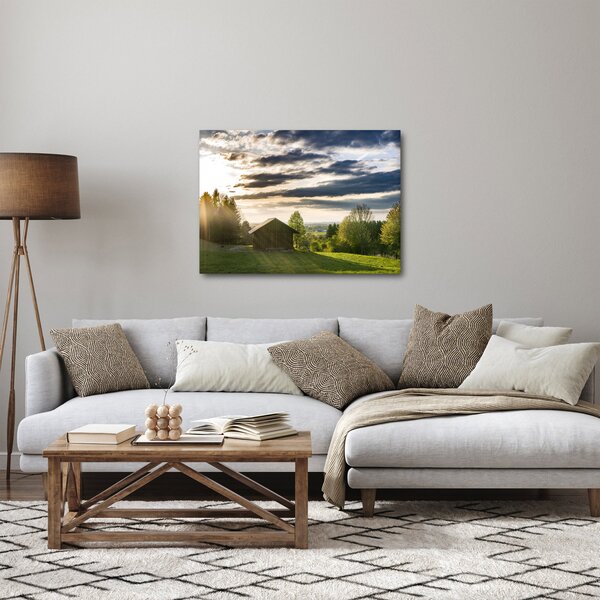 Obraz chaty na louce (70x50 cm)