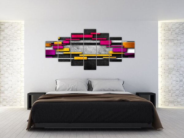 Obraz barevné abstrakce na černém pozadí (210x100 cm)
