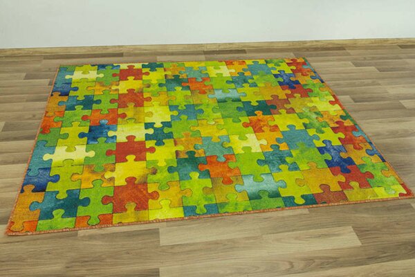 Dětský metrážový koberec Puzzle vícebarebný