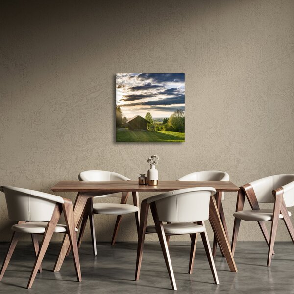 Obraz chaty na louce (30x30 cm)