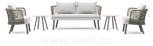 Varaschin Pohovka 2-sed Emma, Varaschin, 157x73x81 cm, nohy hliník, výplet lanko, sedák a 2 opěrné polštáře venkovní látka kat. B, barvy dle vzorníku