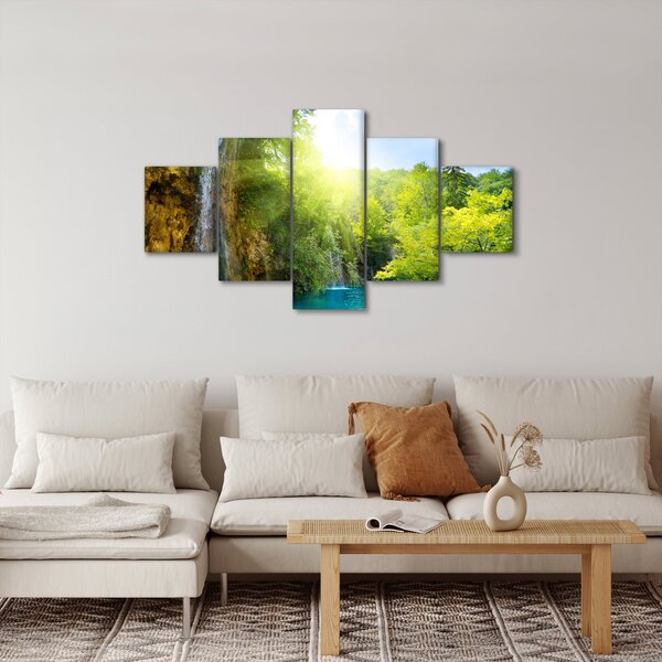 Obraz - vodopády v pralese (125x70 cm)