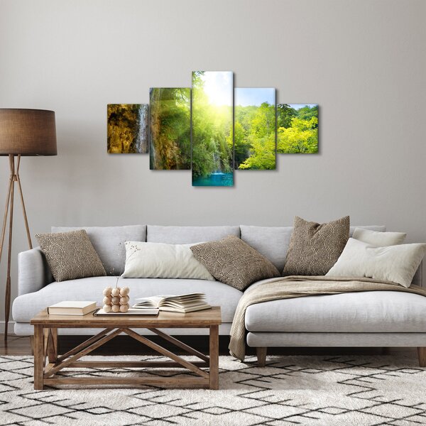 Obraz - vodopády v pralese (125x70 cm)