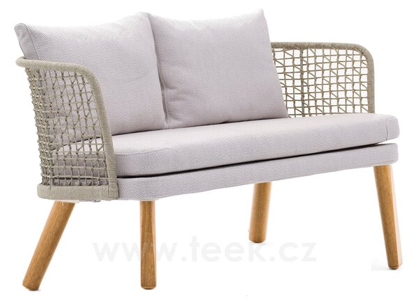 Varaschin Pohovka 2-sed Emma, Varaschin, 157x73x81 cm, nohy iroko, výplet lanko, sedák a 2 opěrné polštáře venkovní látka kat. B, barvy dle vzorníku
