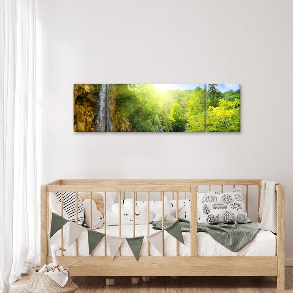 Obraz - vodopády v pralese (170x50 cm)