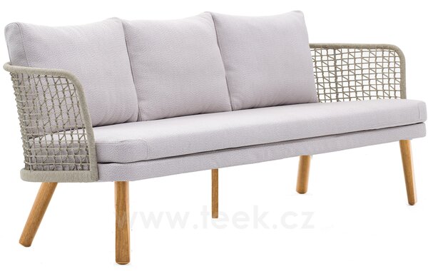 Varaschin Pohovka 3-sed Emma, Varaschin, 228x80x81 cm, nohy iroko, výplet lanko, sedák a 3 opěrné polštáře venkovní látka kat. B, barvy dle vzorníku