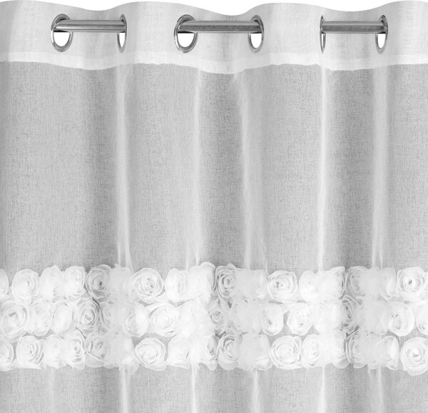 ZÁCLONA NA KROUŽCÍCH ROSALIE 140X250 CM BÍLÁ
