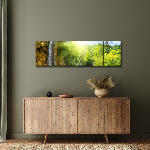 Obraz - vodopády v pralese (170x50 cm)